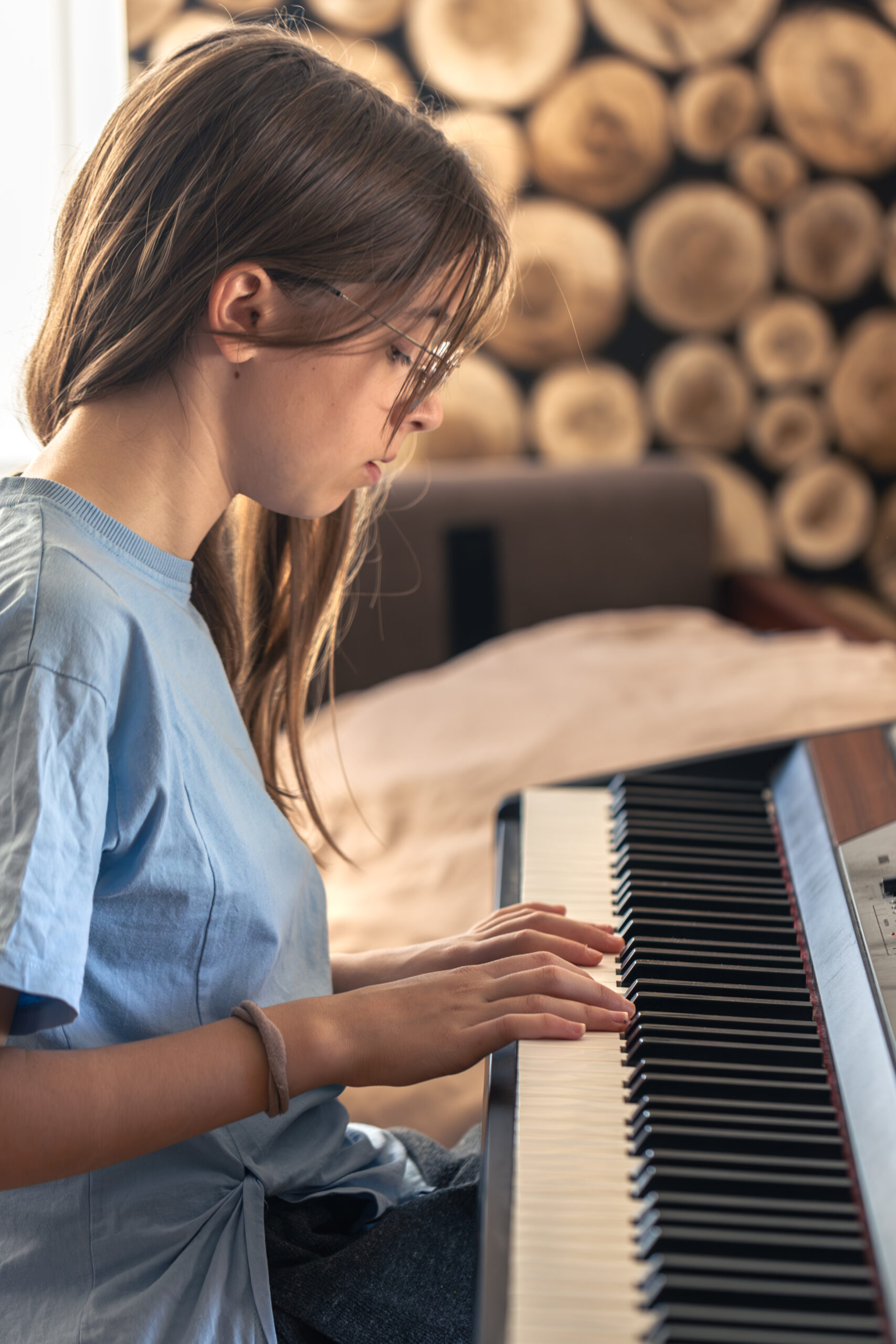 Beautiful Girl Plays Piano Playing Piano Musical Instruments Scaled